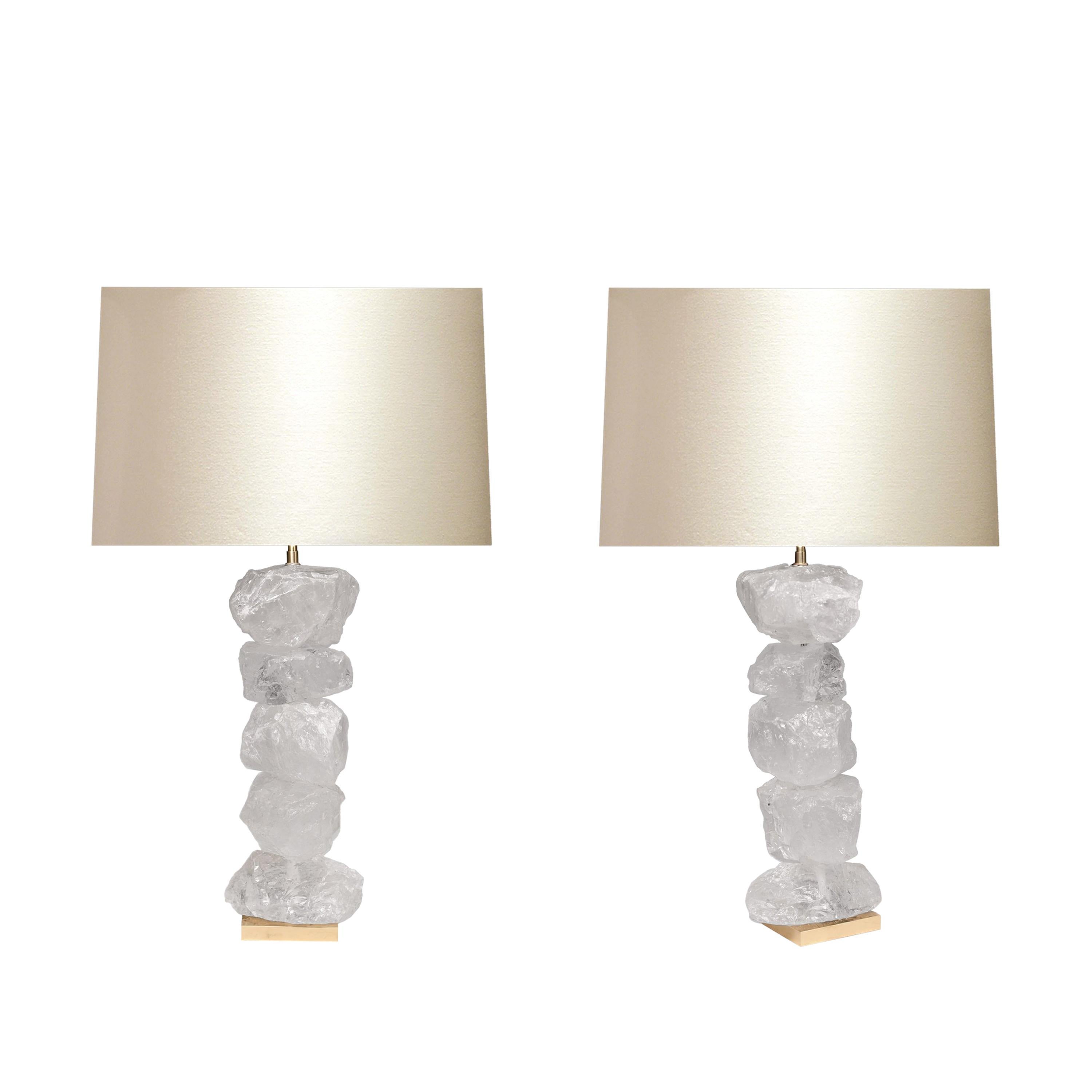 Lampen in natürlicher Naturform aus Bergkristall und Quarz