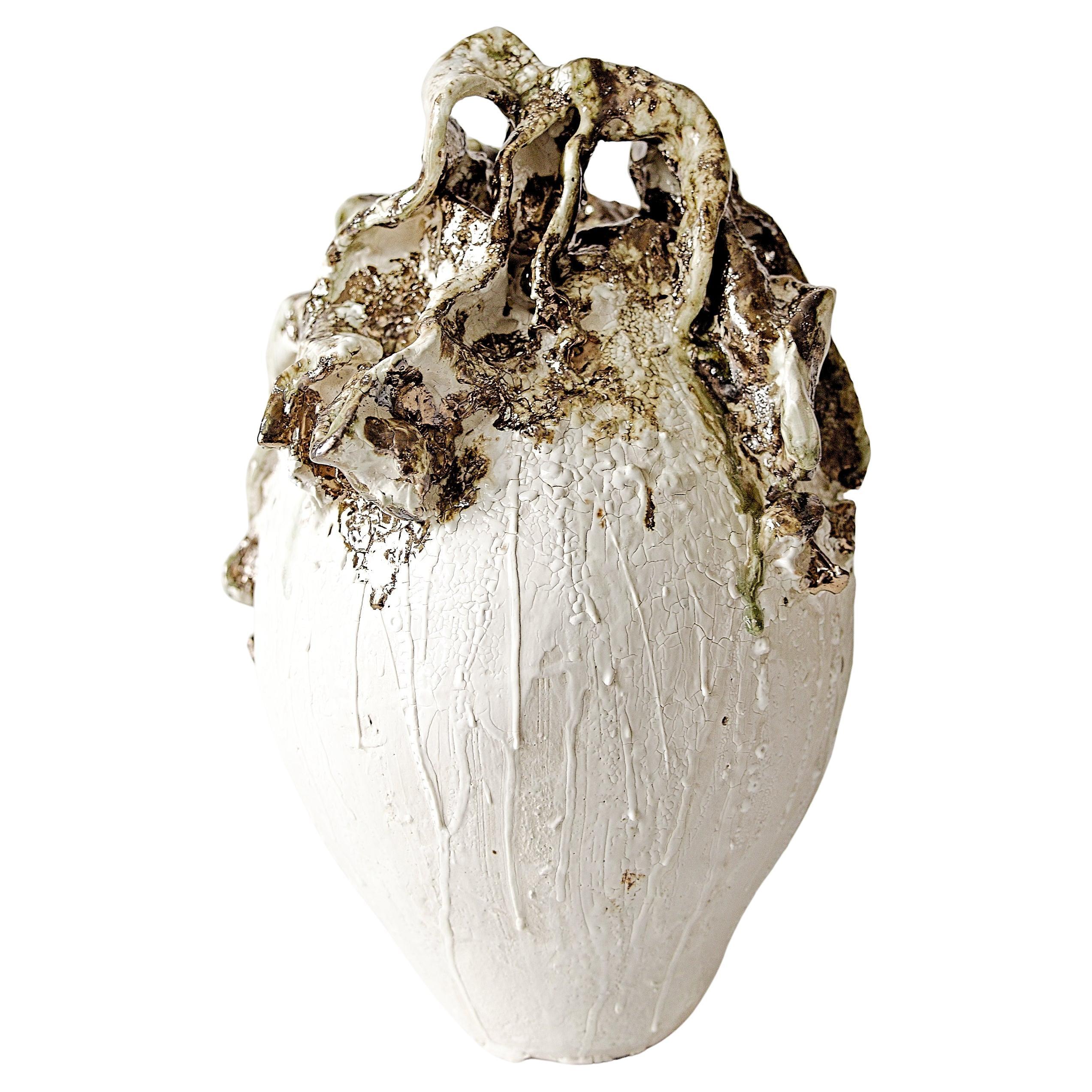 Natural Fragment Fubuki moon vase II - In White