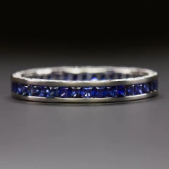 Natural French Cut Sapphire Eternity Band Ring