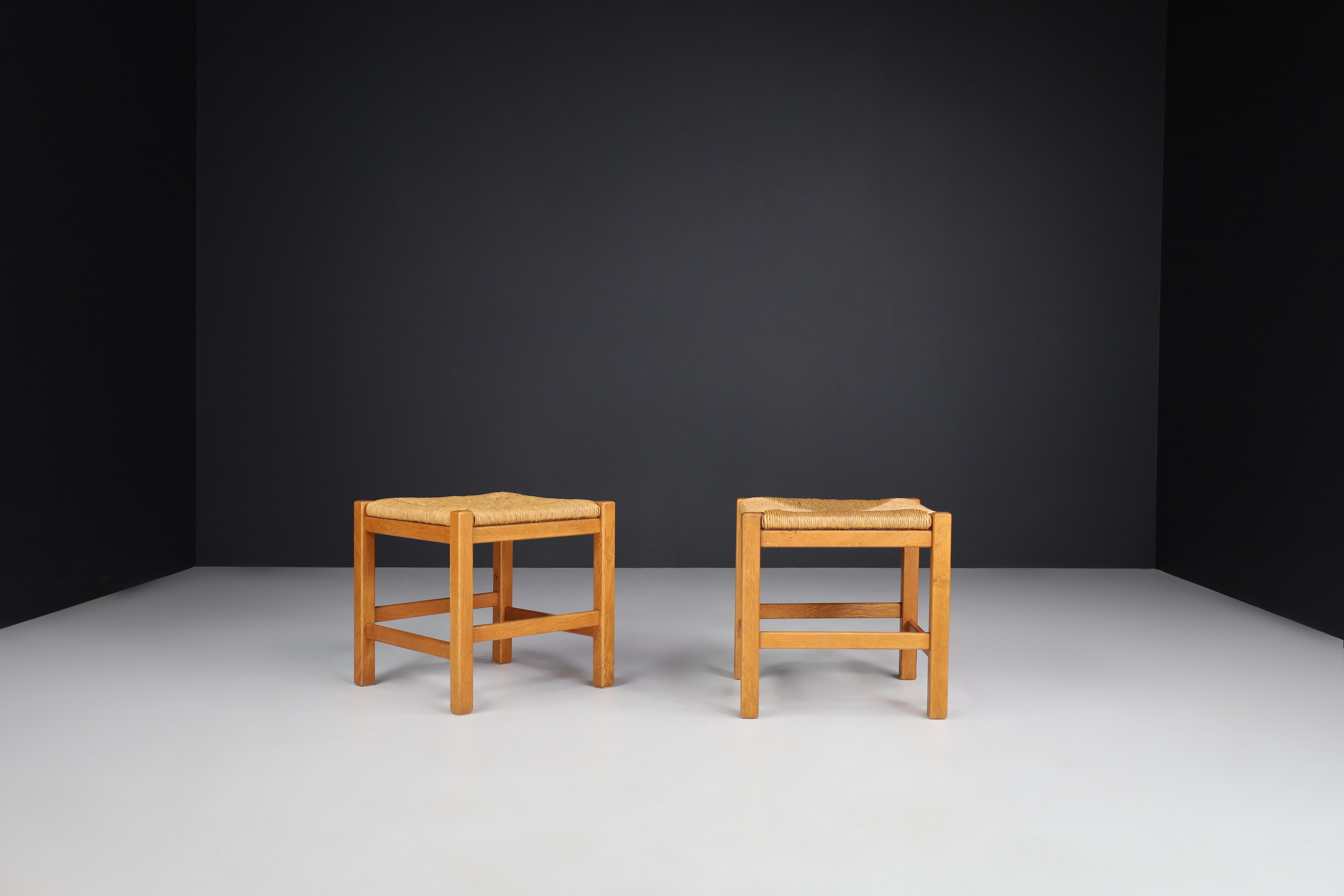 Natural French stools in the style of Charlotte Perriand, France, 1950s.  For Sale 3