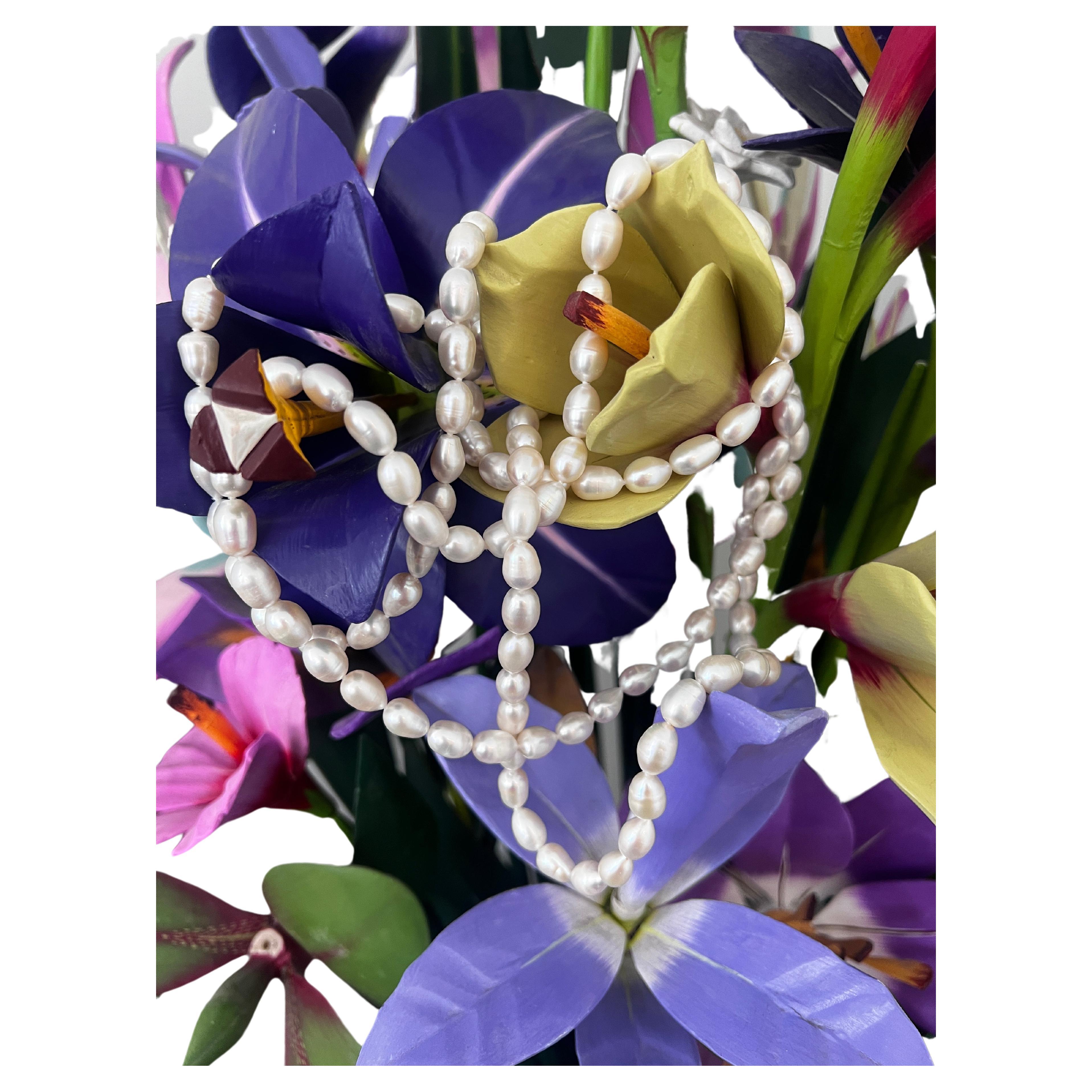 Collar de perlas cultivadas naturales de agua dulce Retro en venta