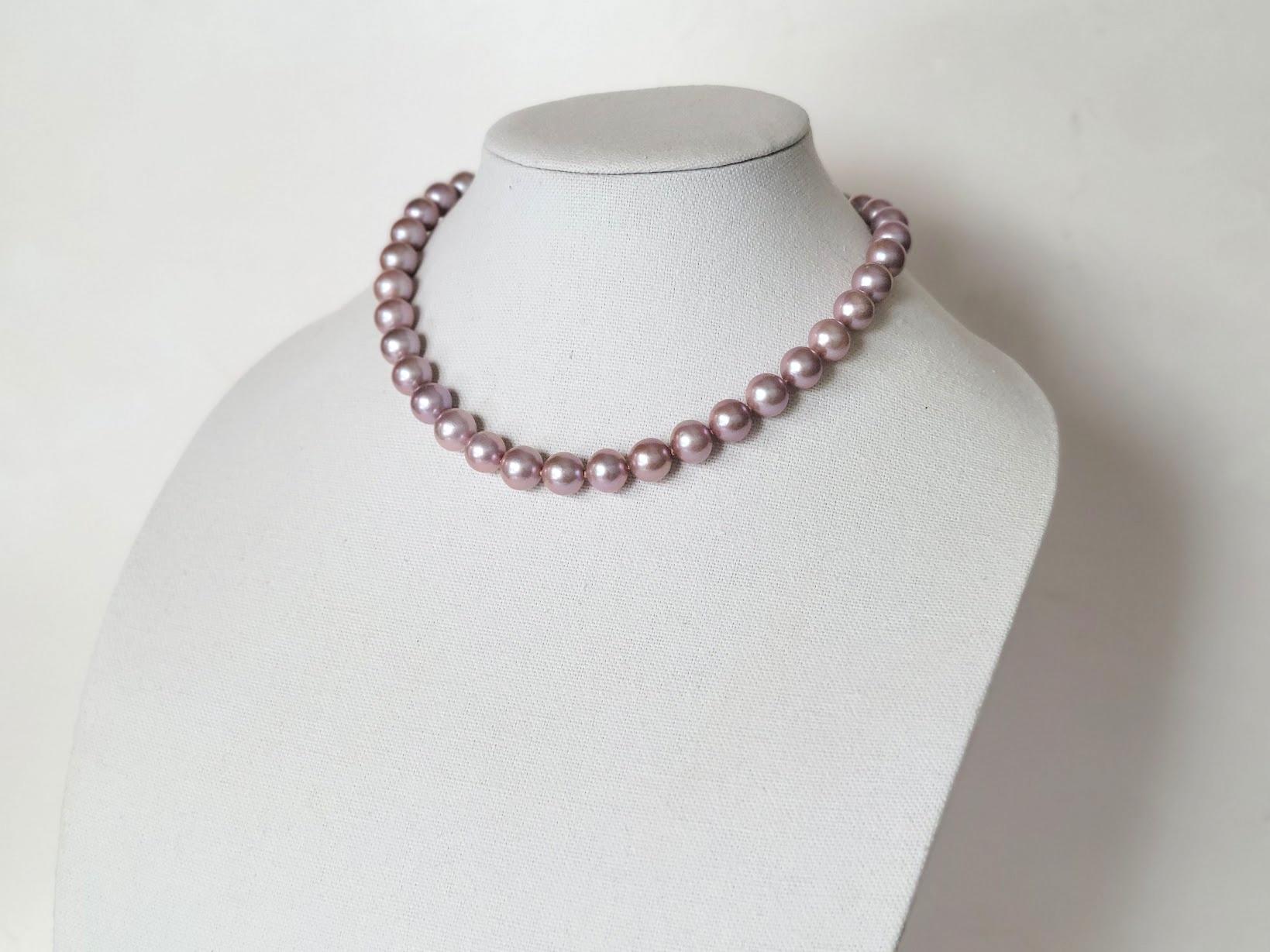 Bead Natural Freshwater Edison Pink Pearl Necklace with 14K Gold Clasp For Sale