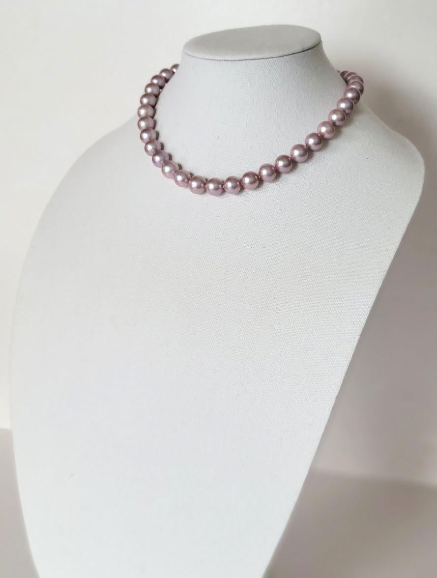Natural Freshwater Edison Pink Pearl Necklace with 14K Gold Clasp In Excellent Condition For Sale In Chesterland, OH