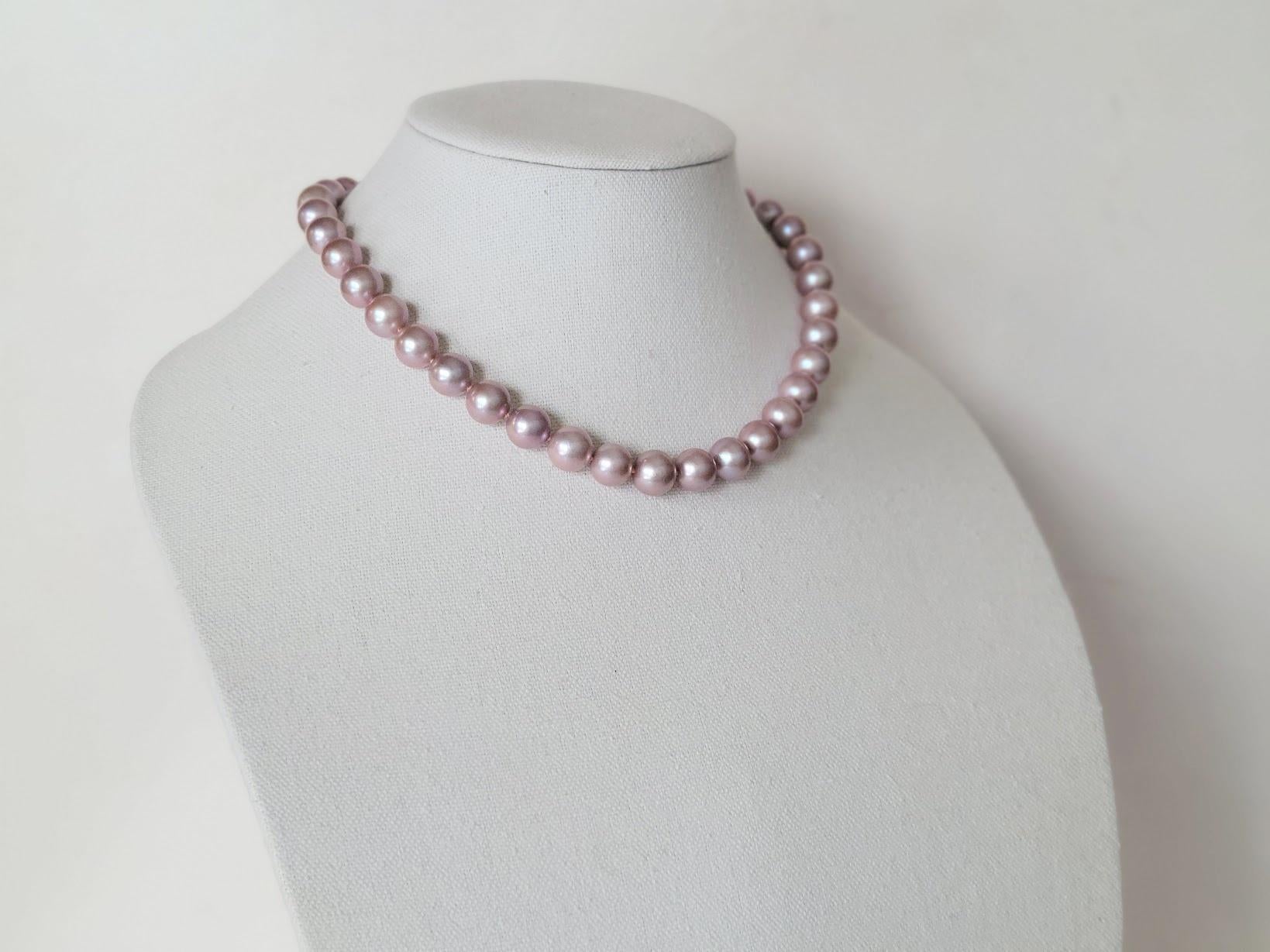 Women's Natural Freshwater Edison Pink Pearl Necklace with 14K Gold Clasp For Sale