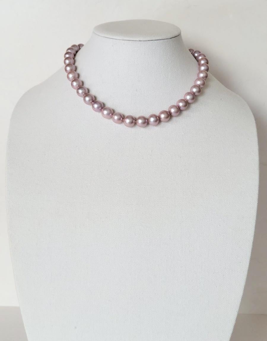 Natural Freshwater Edison Pink Pearl Necklace with 14K Gold Clasp For Sale 2