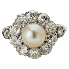 Natural Freshwater Pearl and Diamond Ring