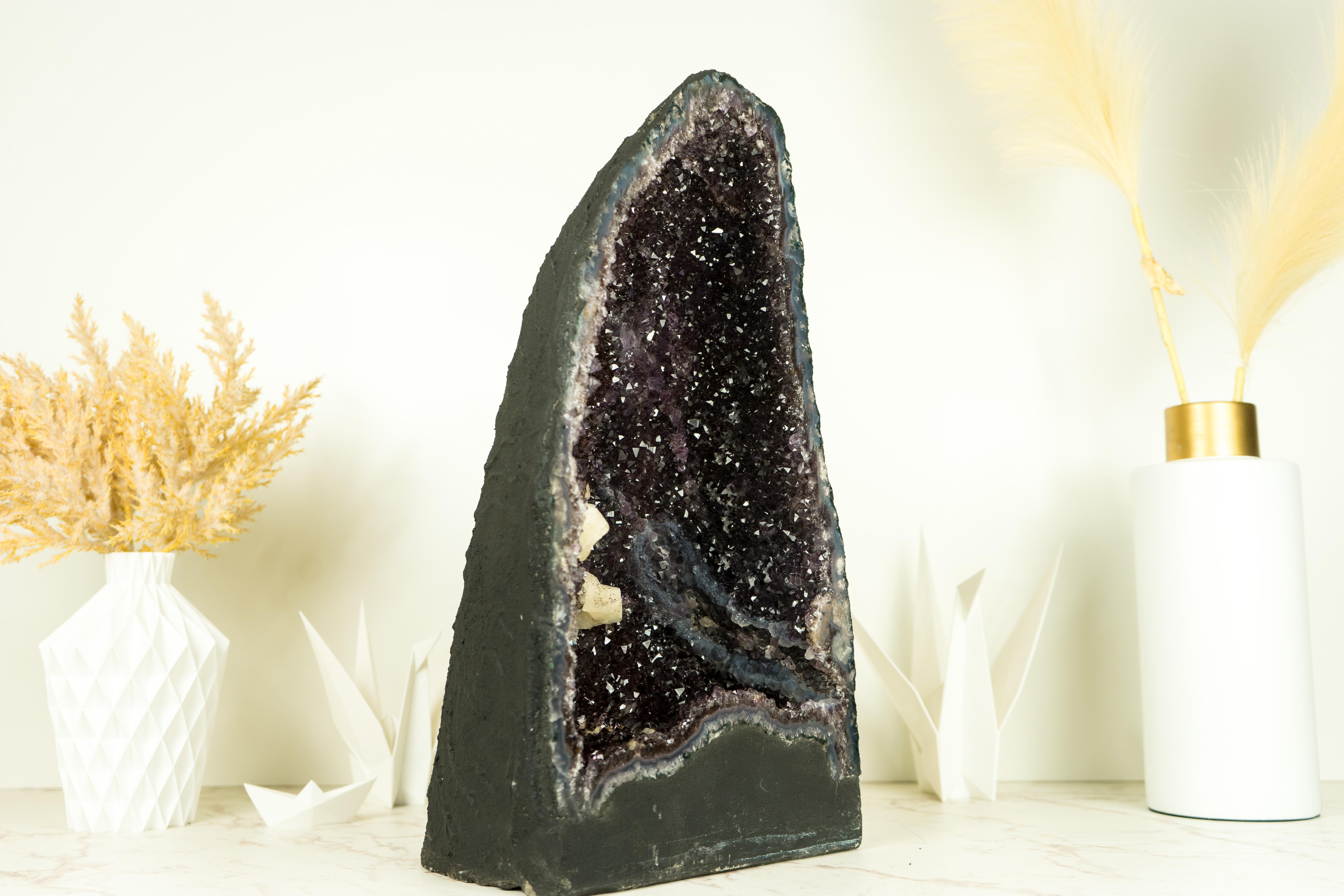 black calcite geode