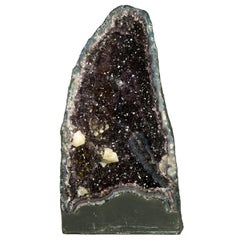 Natürlicher Galaxy Amethyst-Geode mit Calcite, Achat und Zucker Druzy