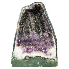 Natural Galaxy Amethyst Geode with rare Bi-Color Amethyst Druzy and Blue Agate