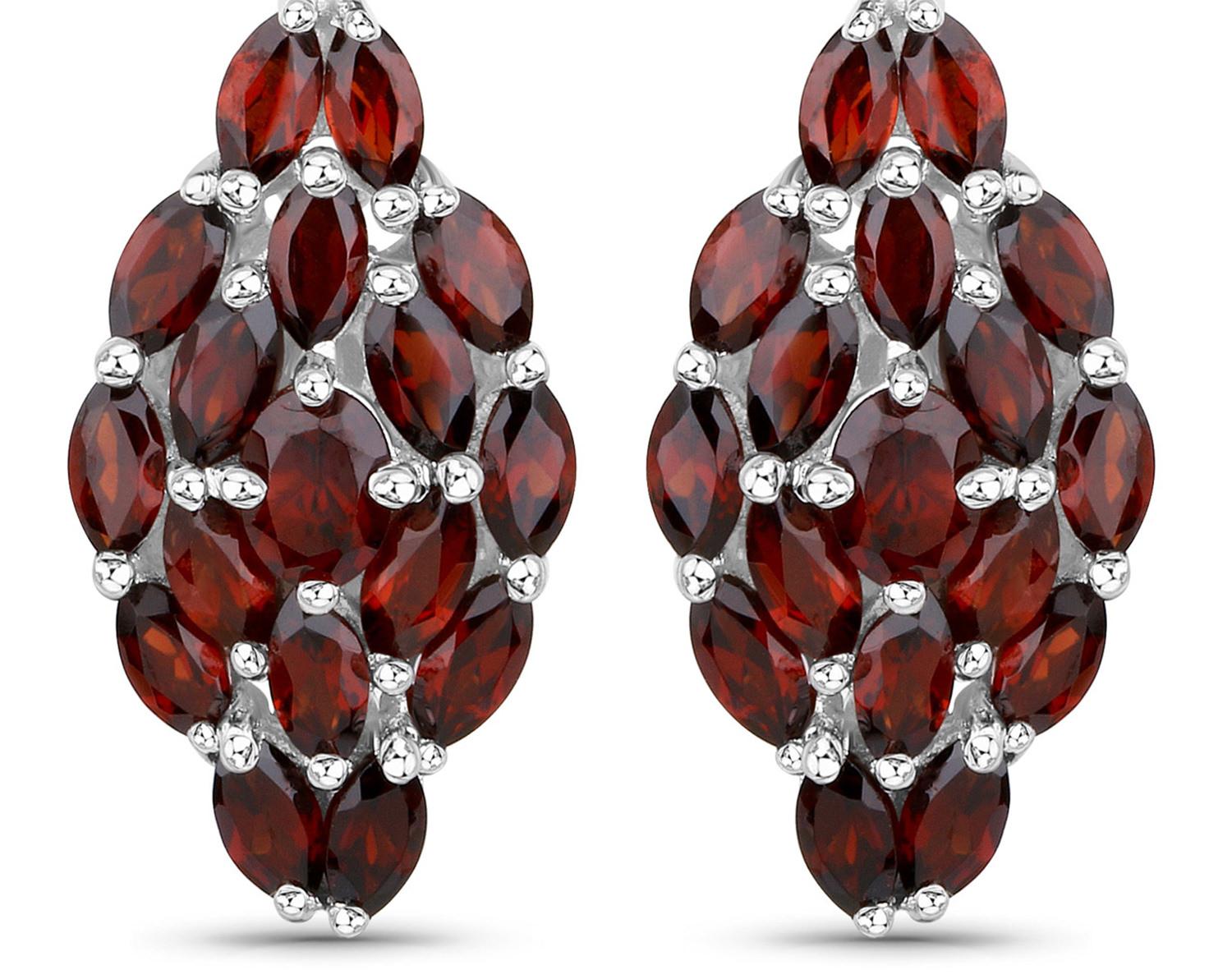 Natural Garnet Dangle Earrings 5 Carats Total In New Condition For Sale In Aliso Viejo, CA