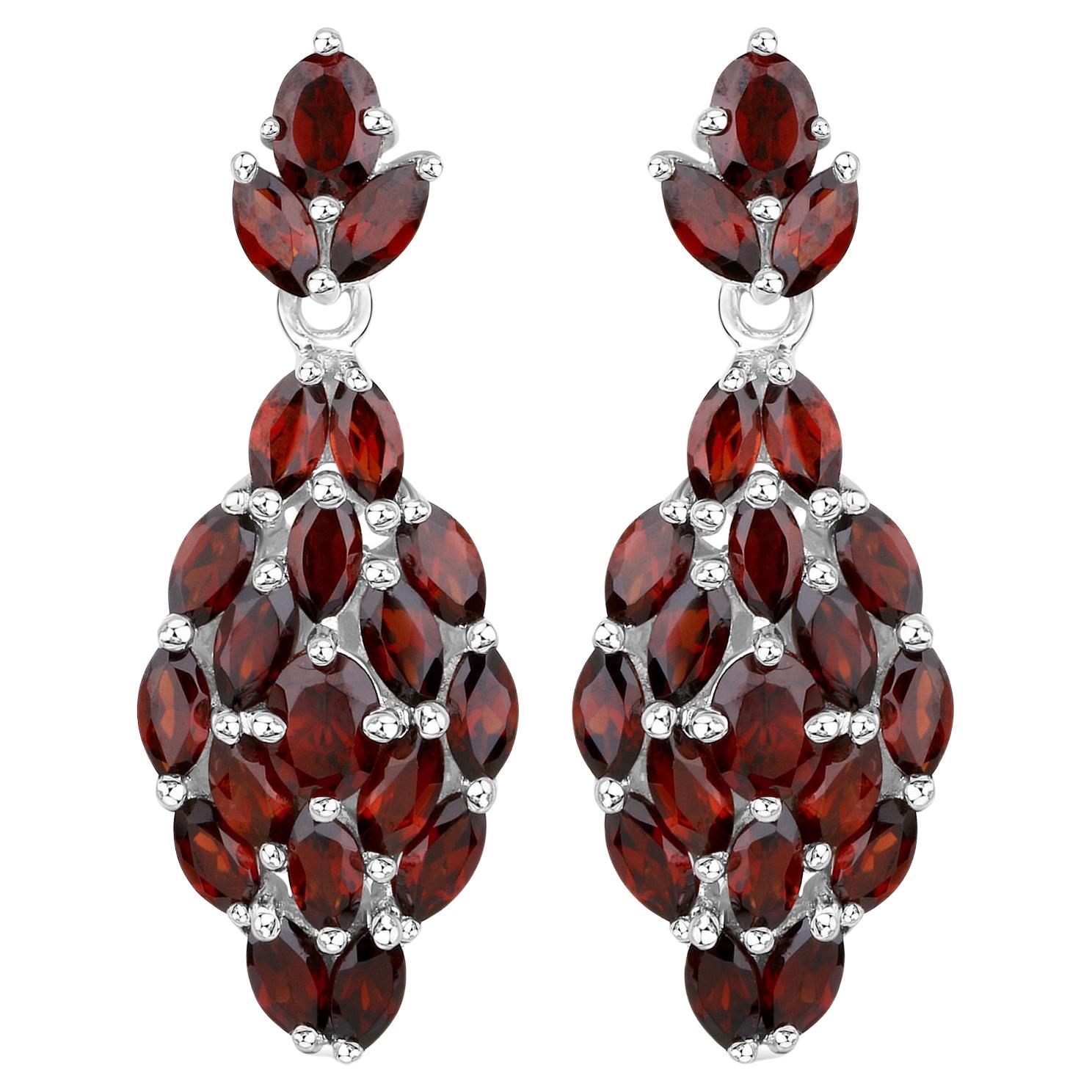 Natural Garnet Dangle Earrings 5 Carats Total For Sale