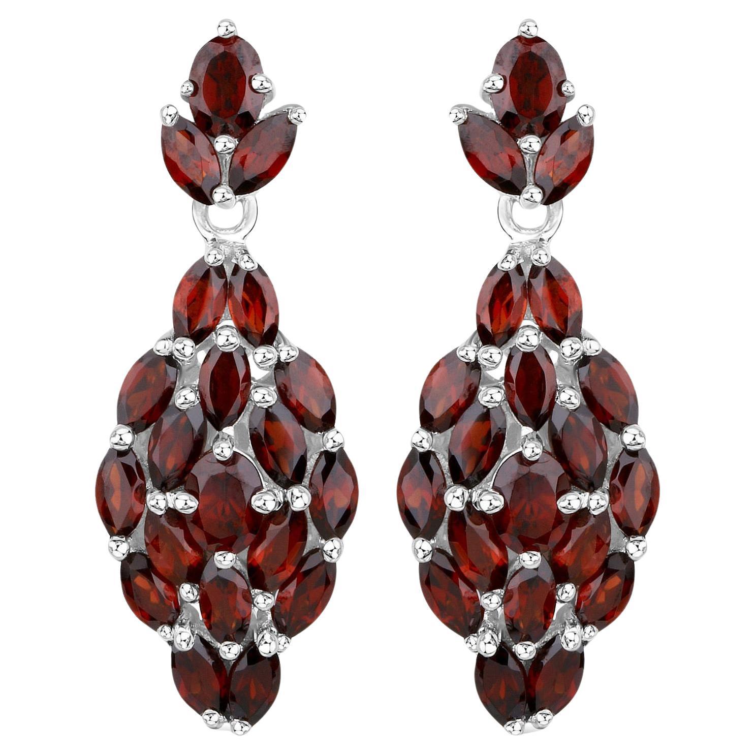 Natural Garnet Dangle Earrings 5 Carats Total