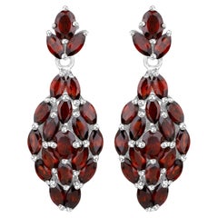 Natural Garnet Dangle Earrings 5 Carats Total