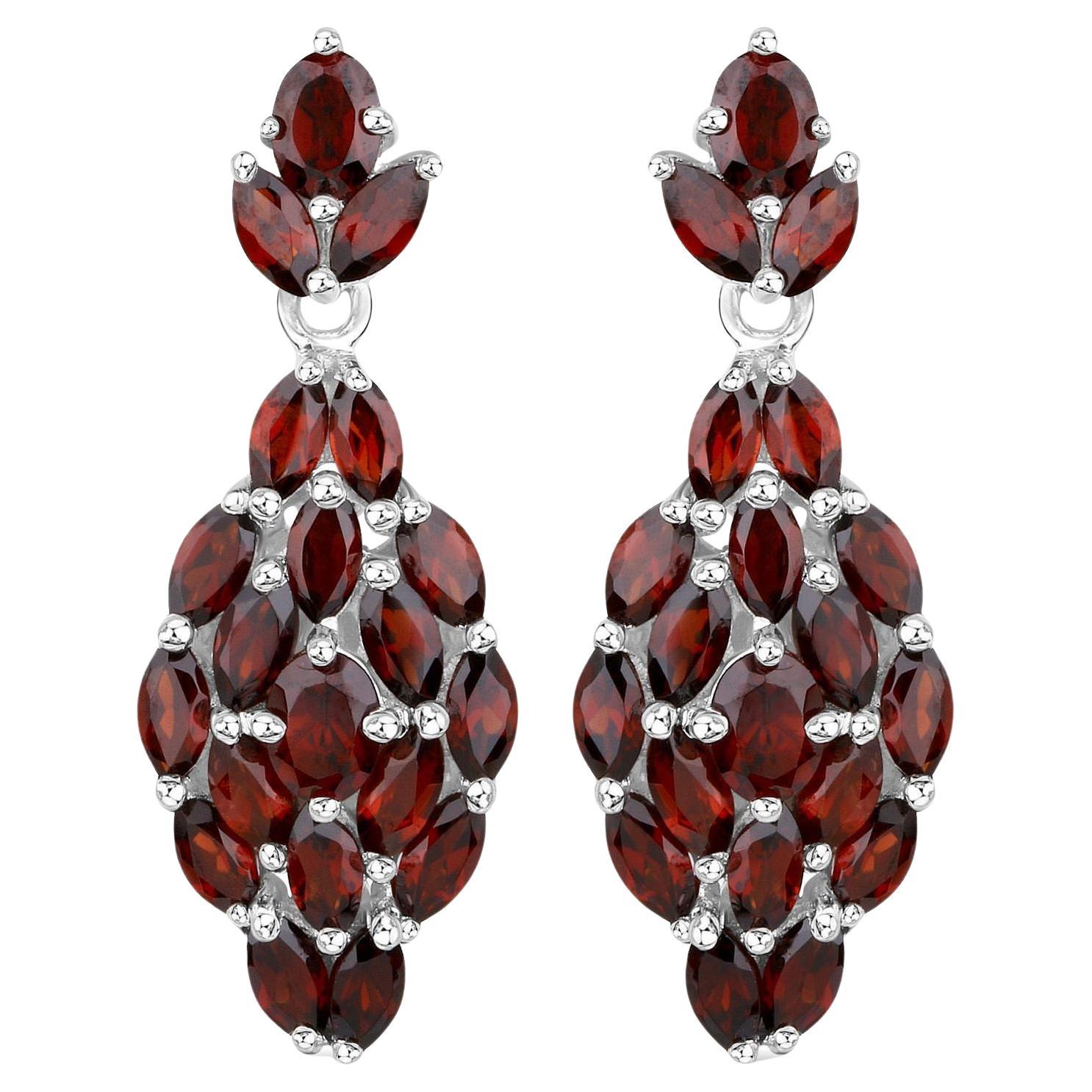 Natural Garnet Dangle Earrings 5 Carats Total