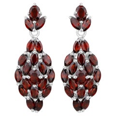 Natural Garnet Dangle Earrings 5 Carats Total