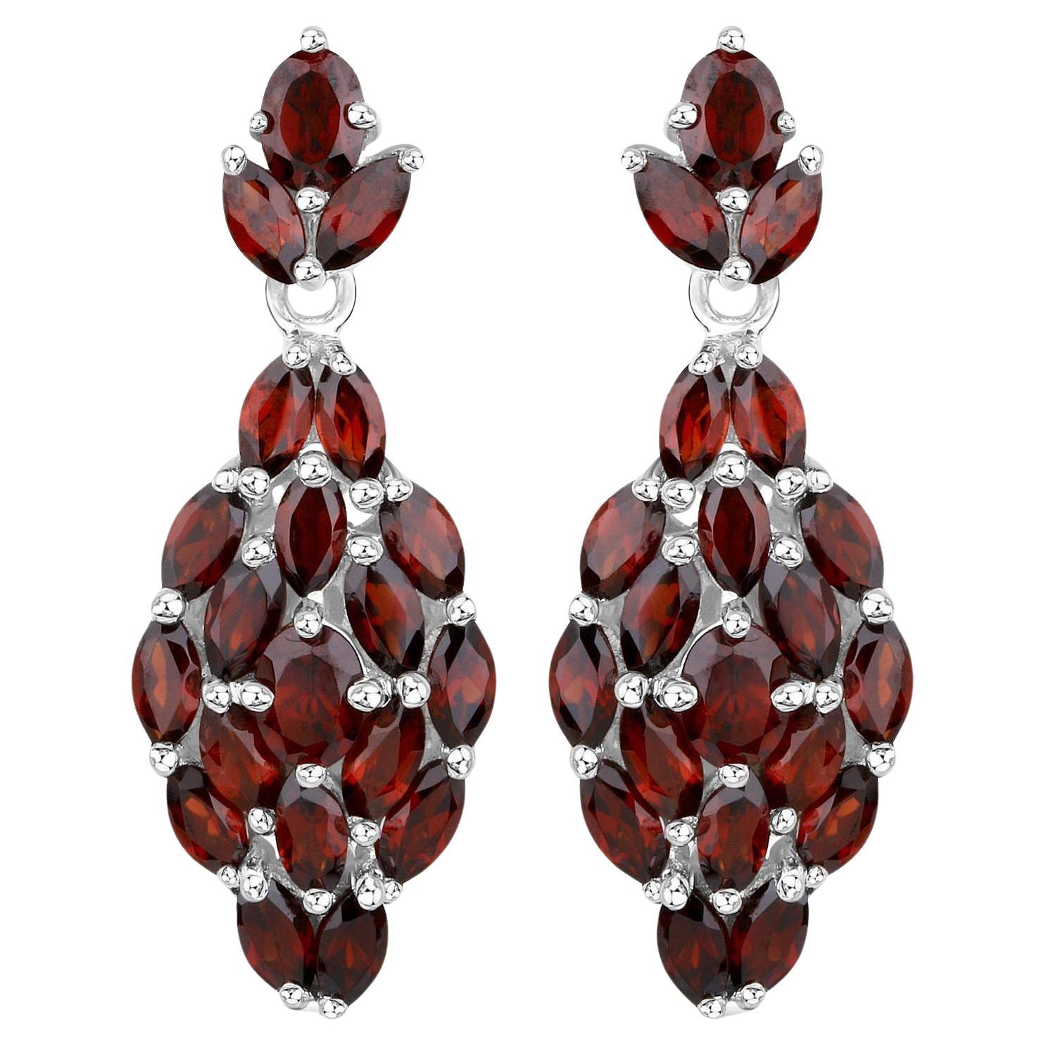 Natural Garnet Dangle Earrings 5 Carats Total For Sale