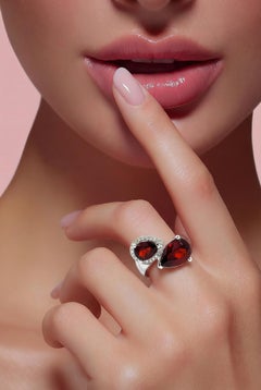 Natural Garnet Diamond Ring Size 6.5 14k Gold 8.34 TCW Certified