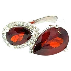 Natural Garnet Diamond Ring Size 6.5 14k Gold 8.34 TCW Certified
