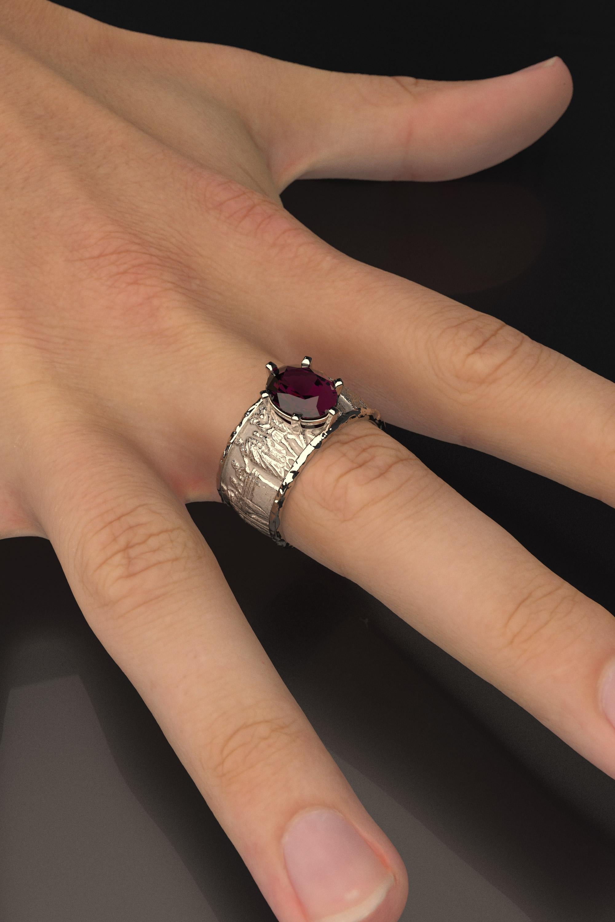 For Sale:  Natural Garnet Ring in 18k Gold, Oltremare Gioielli, Italian Fine Jewelry 12