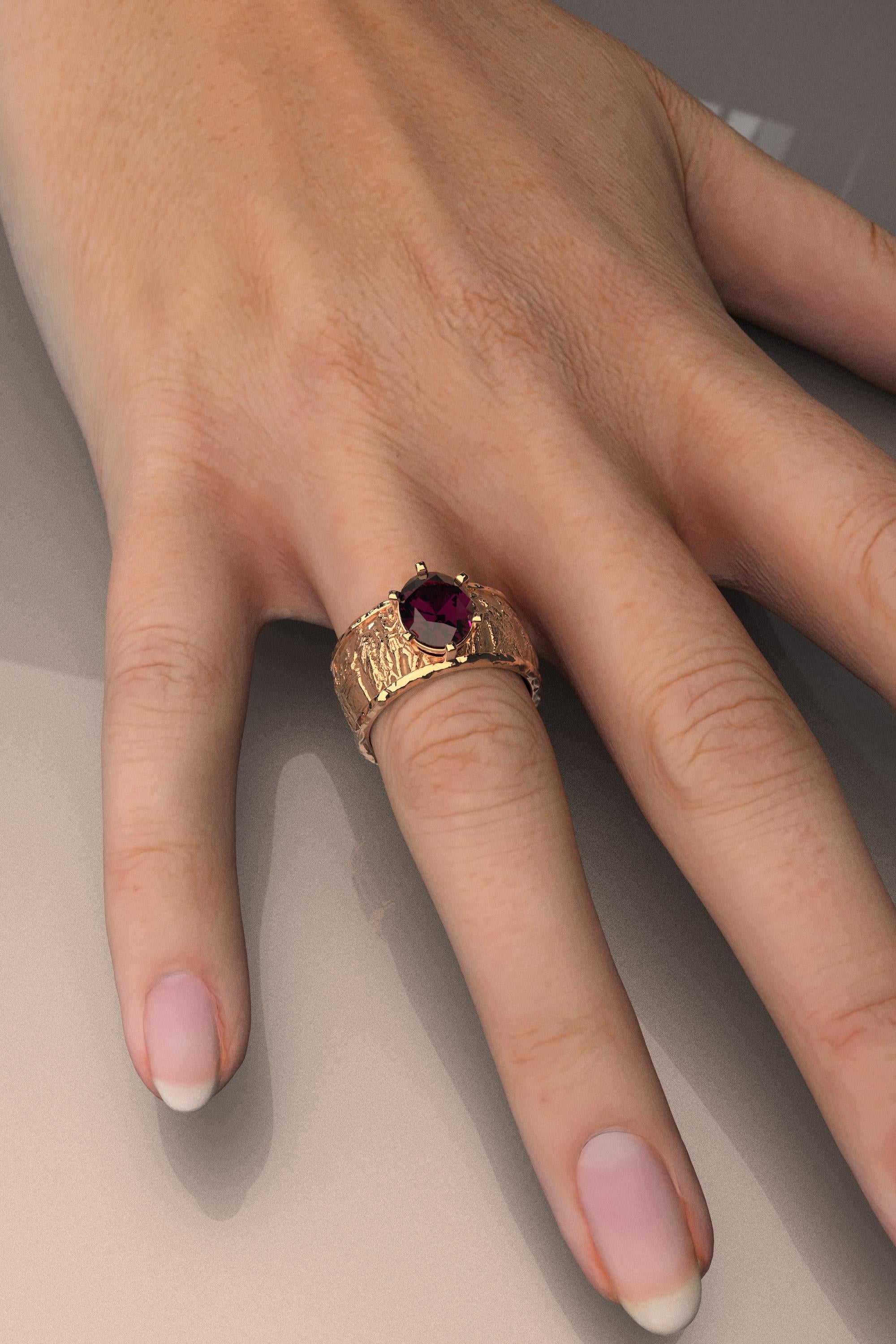 For Sale:  Natural Garnet Ring in 18k Gold, Oltremare Gioielli, Italian Fine Jewelry 13