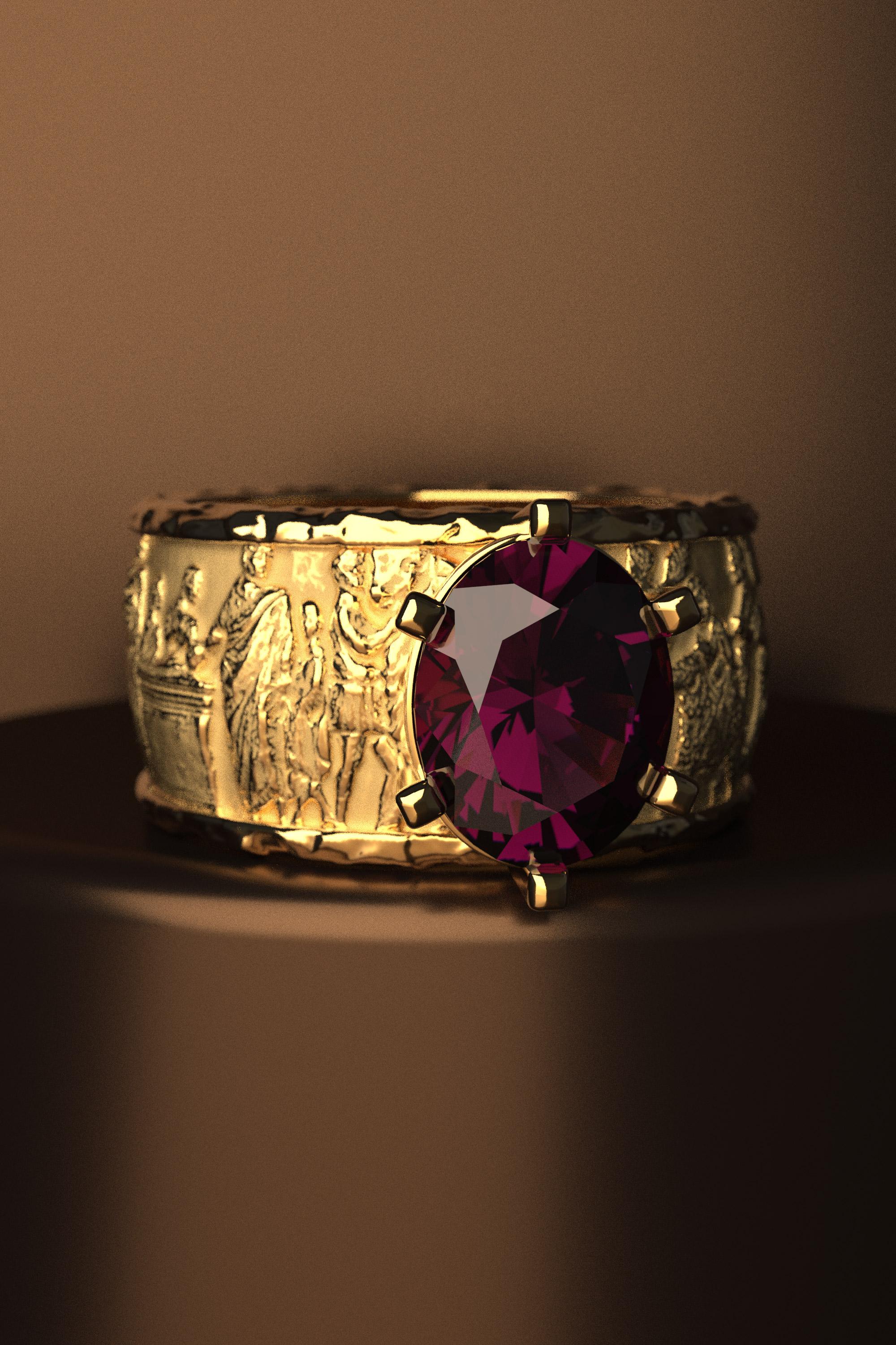 For Sale:  Natural Garnet Ring in 18k Gold, Oltremare Gioielli, Italian Fine Jewelry 2