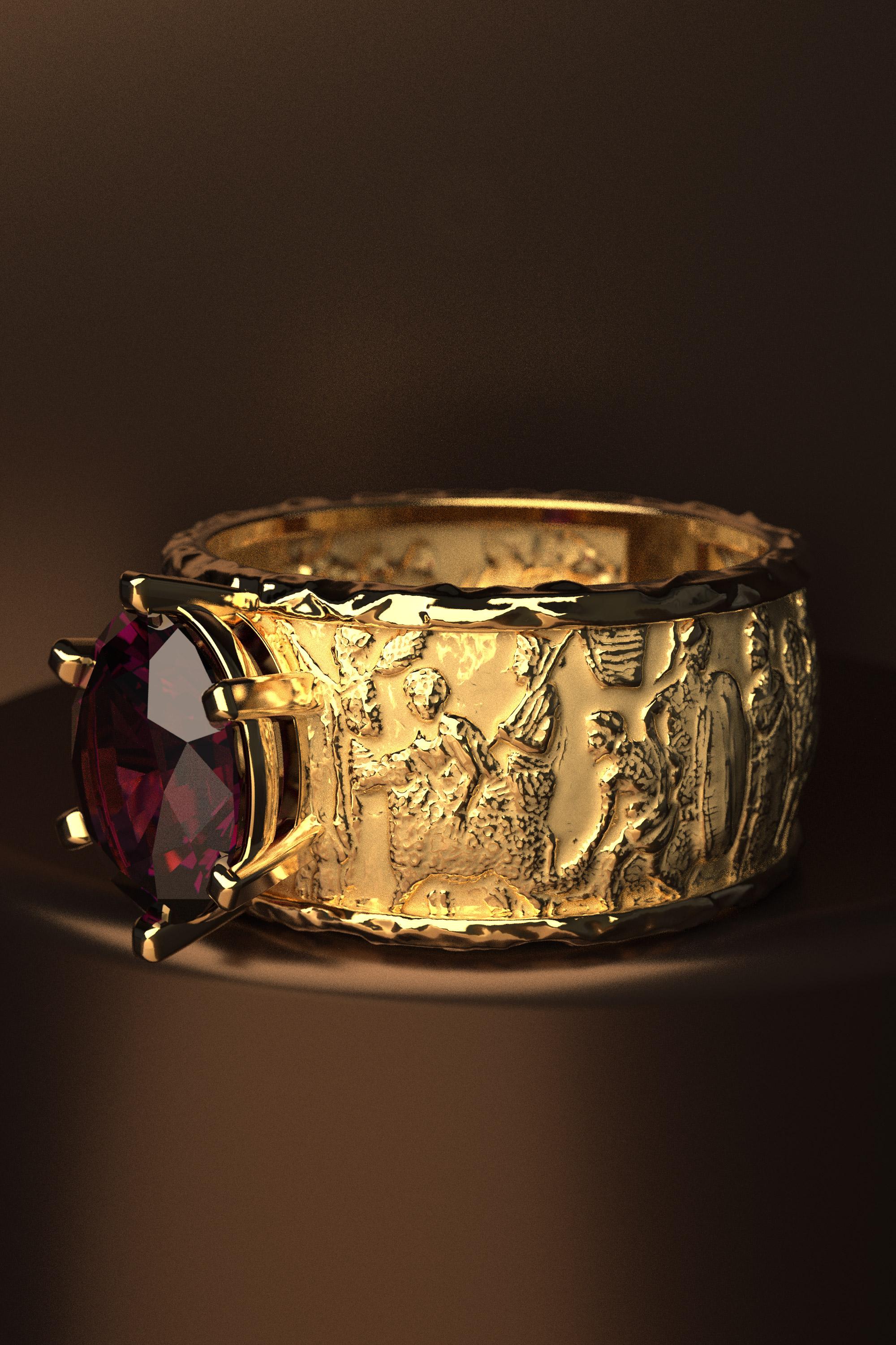 For Sale:  Natural Garnet Ring in 18k Gold, Oltremare Gioielli, Italian Fine Jewelry 6