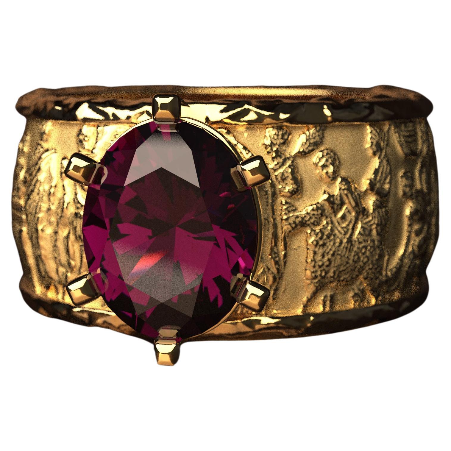 For Sale:  Natural Garnet Ring in 18k Gold, Oltremare Gioielli, Italian Fine Jewelry