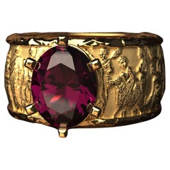 Natural Garnet Ring in 18k Gold, Oltremare Gioielli, Italian Fine Jewelry