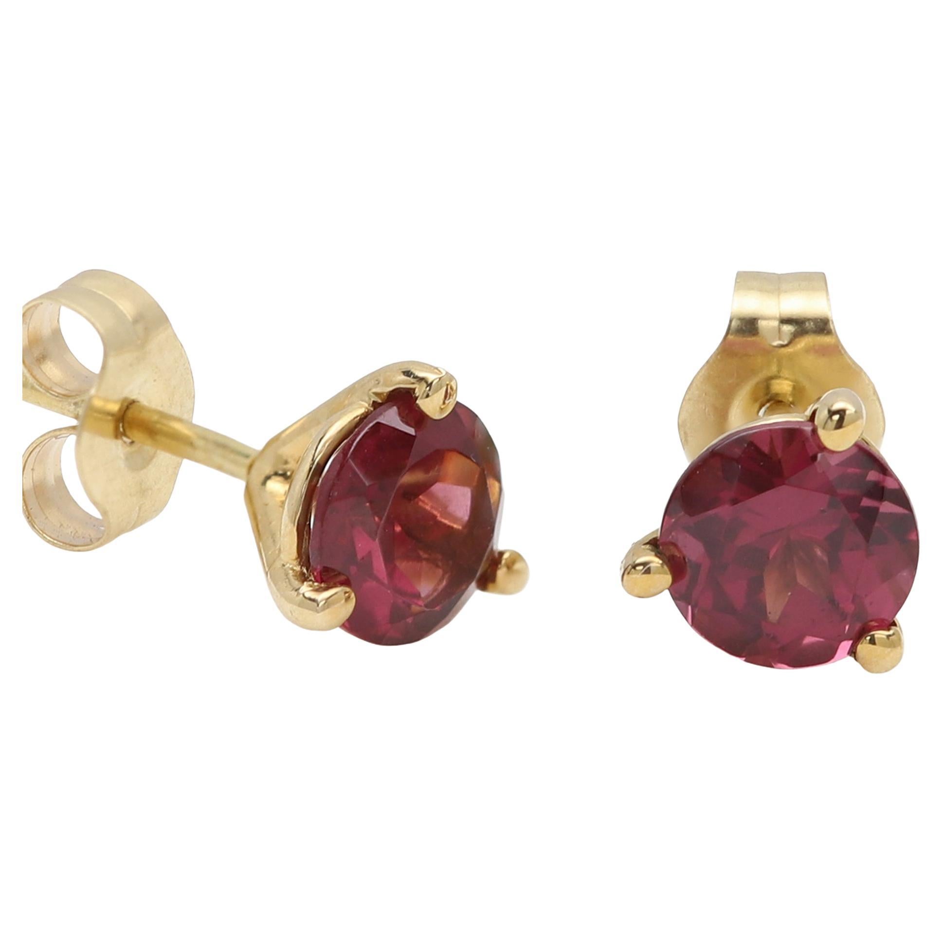 Orecchini con granato naturale in oro giallo 14 carati 5,0 mm