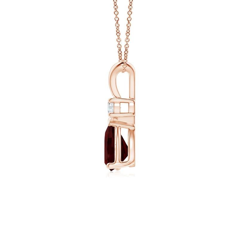 ANGARA Natural 0.85ct Garnet Teardrop Pendant with Diamond in 14K Rose Gold In New Condition For Sale In Los Angeles, CA