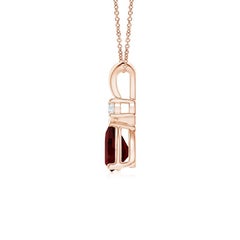 Angara Natural 0.85ct Garnet Teardrop Pendant with Diamond in 14K Solid Gold