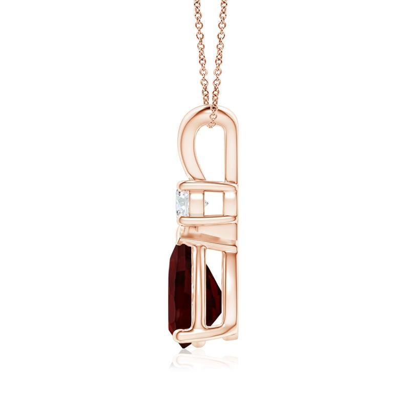 ANGARA Natural 1.8ct Garnet Teardrop Pendant with Diamond in 14K Rose Gold In New Condition For Sale In Los Angeles, CA