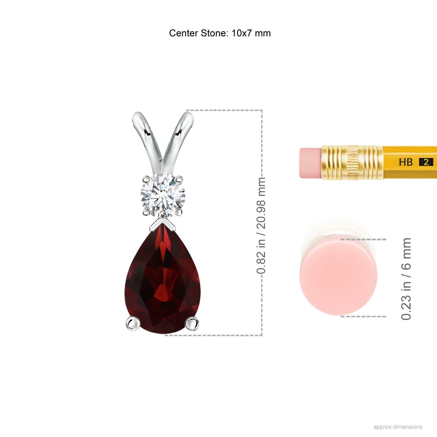Modern ANGARA Natural 2.10ct Garnet Teardrop Pendant with Diamond in 14K White Gold For Sale