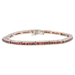 Natural Garnet Tennis Bracelet 4.98 Carats 925 Sterling Silver