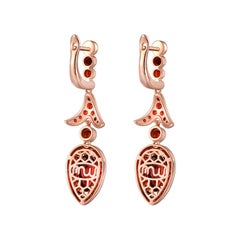 Natural Garnet Tiered Teardrop Dangle Earrings in 14KT Gold