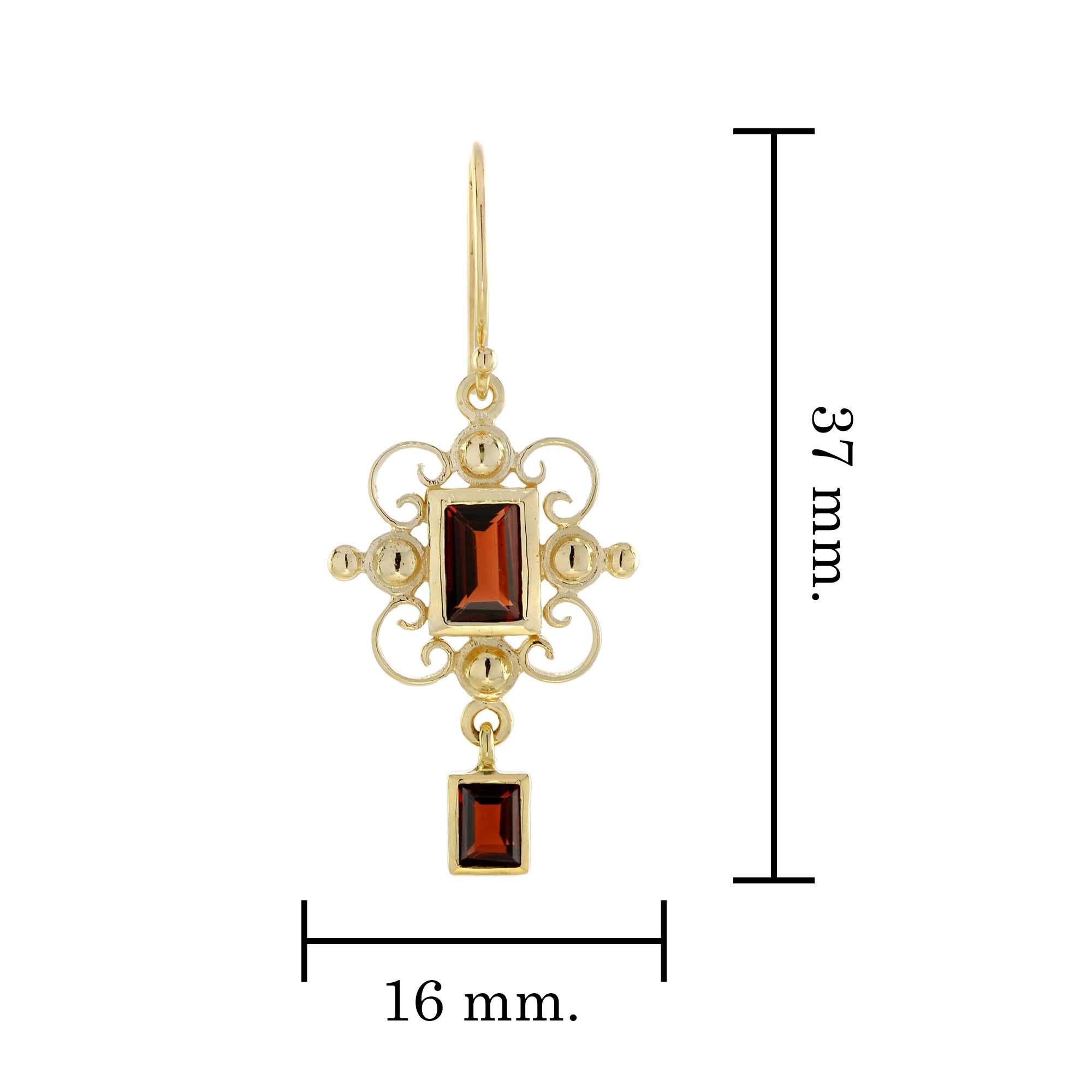 Colgante y pendientes de granate natural estilo vintage en oro macizo de 9 quilates en venta 5