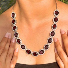 Collier ras du cou en argent 925 avec grenat naturel et zircon serti à l'aiguille pour elle