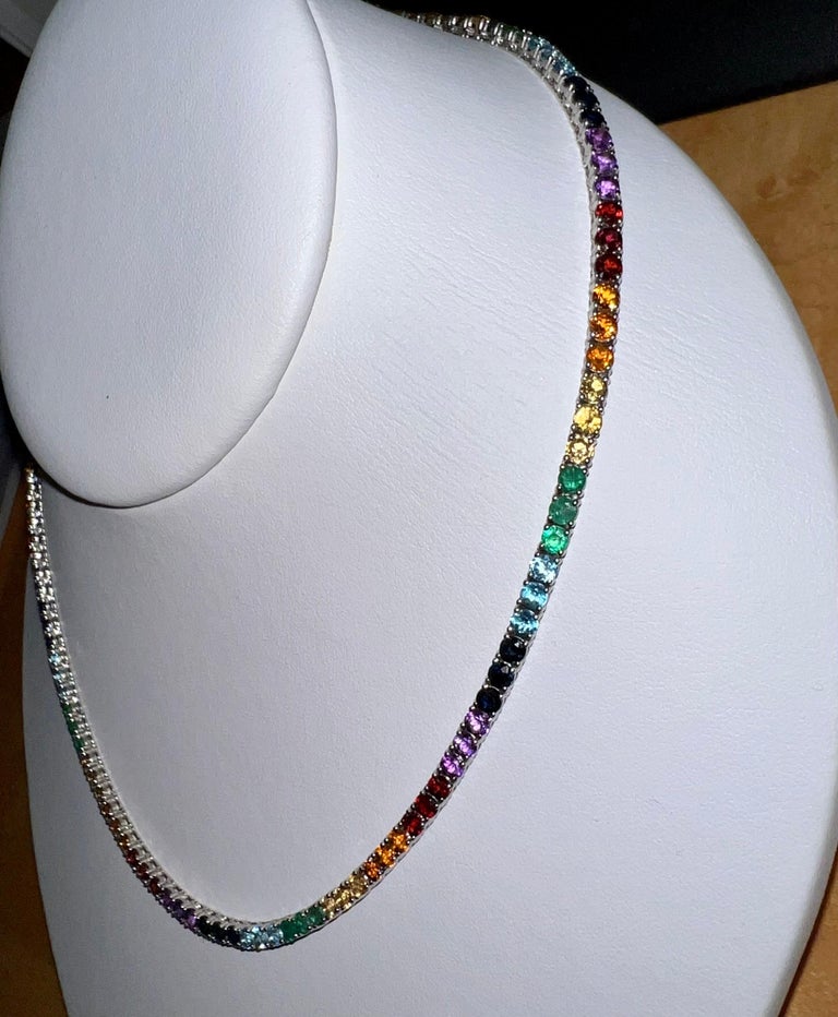 Natural Gemstone Rainbow Necklace For Sale at 1stDibs