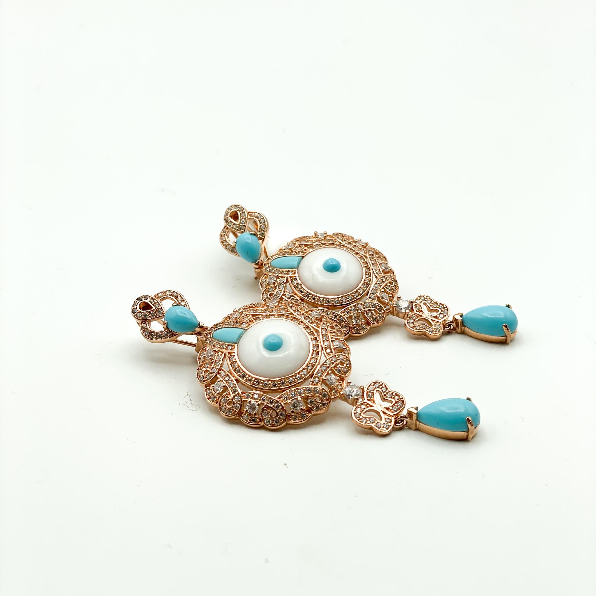 Cristina Sabatini 
Rose gold plated sterling silver
Natural gemstones
Dangle earrings 