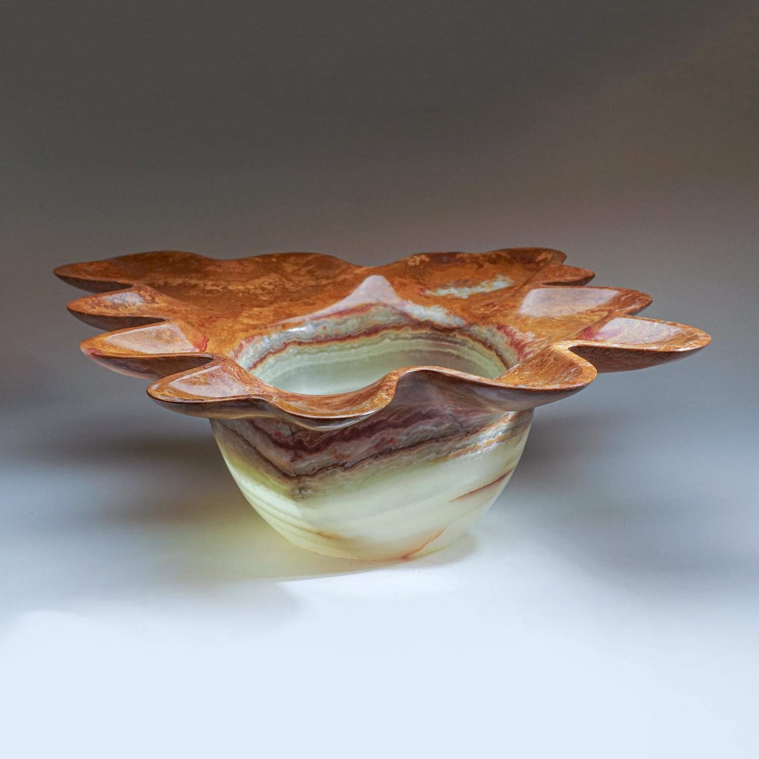 Green and Brown Onyx Decorative Bowl From Mexico ( 26