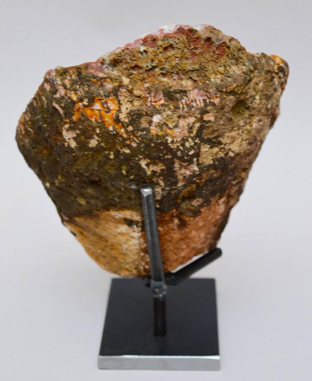 Brutalist Natural Geode Stone Specimen on Stand For Sale