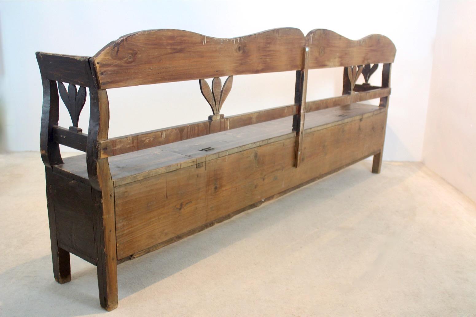 Natural German Carved Country Farmhouse Bench in Oak 6