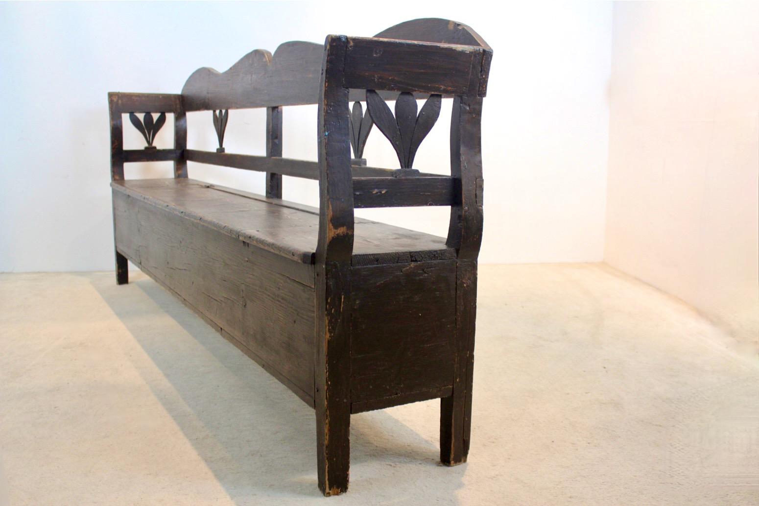 Natural German Carved Country Farmhouse Bench in Oak 7