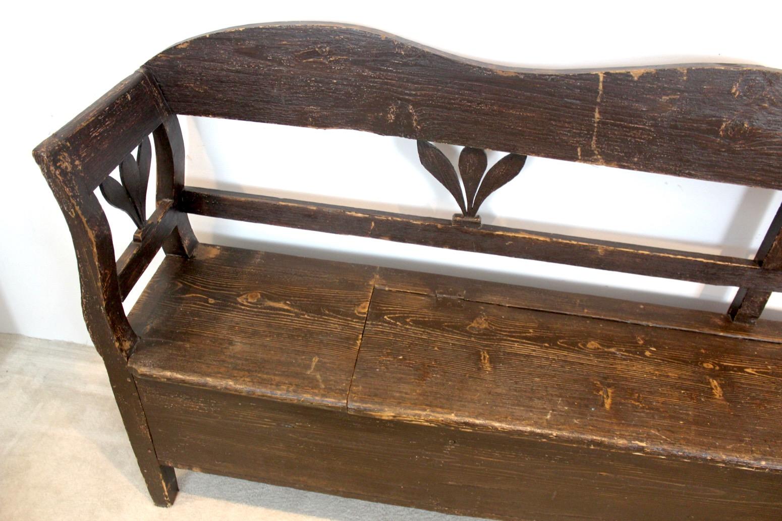 Natural German Carved Country Farmhouse Bench in Oak 8