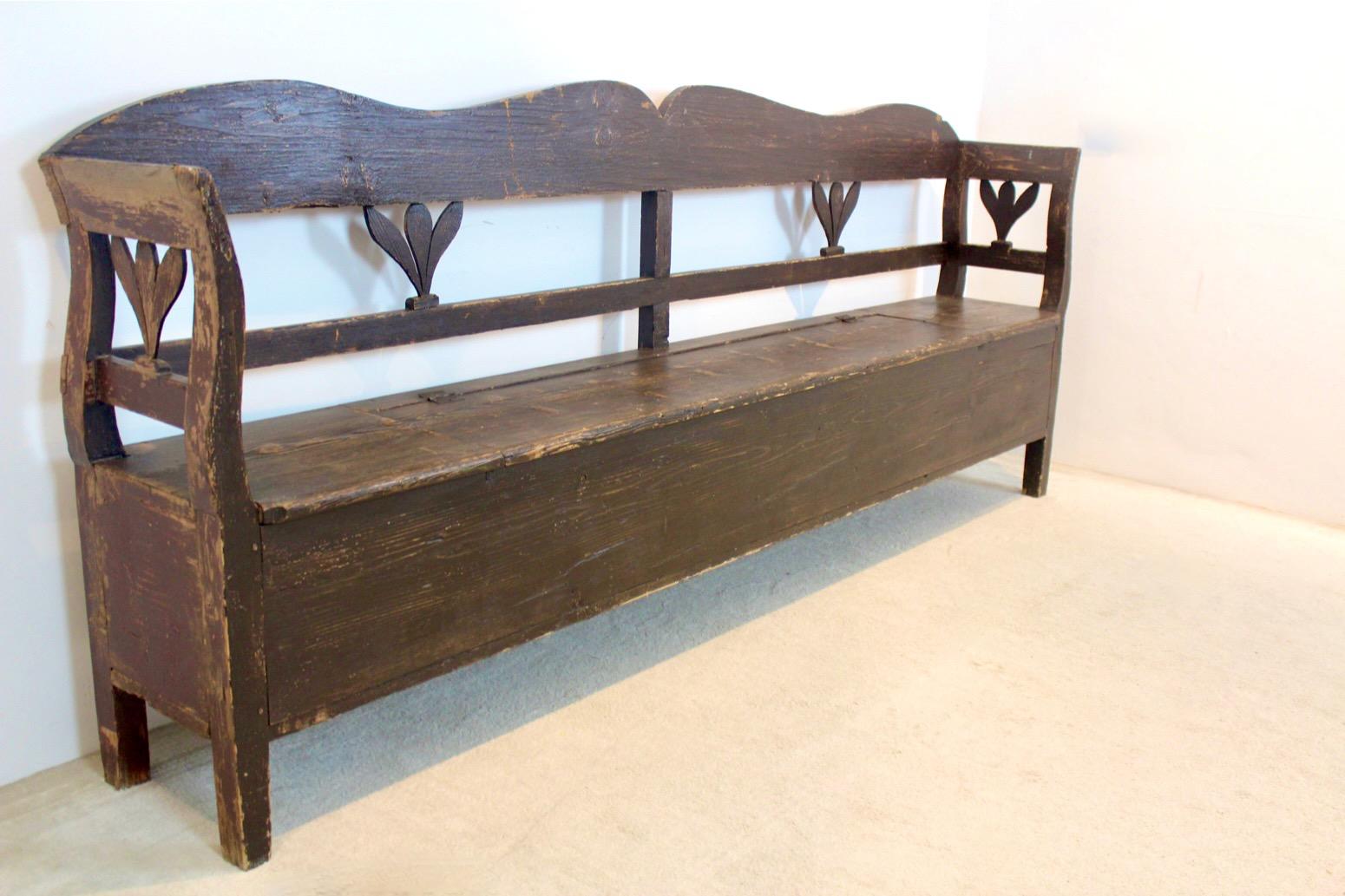 Natural German Carved Country Farmhouse Bench in Oak 9