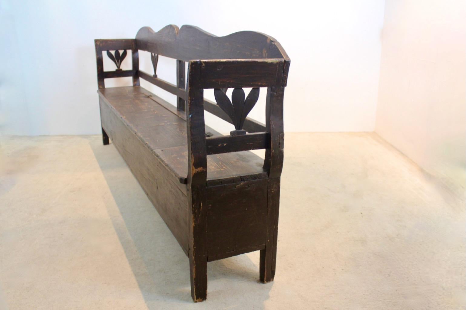 Natural German Carved Country Farmhouse Bench in Oak 10