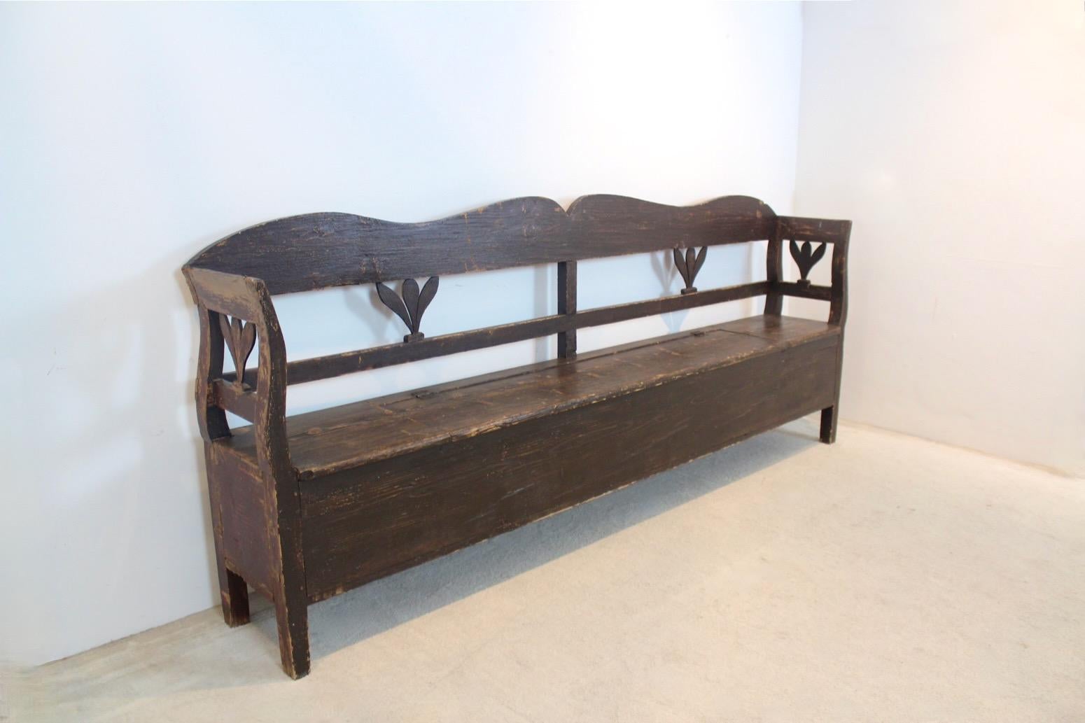 Natural German Carved Country Farmhouse Bench in Oak 11