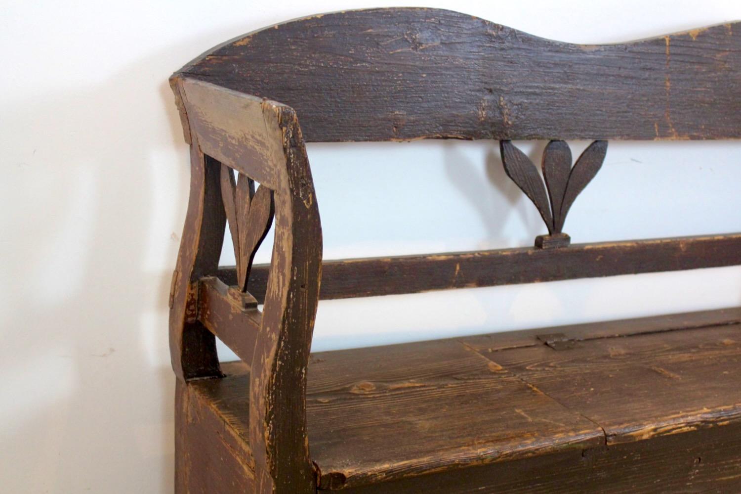 Natural German Carved Country Farmhouse Bench in Oak 2