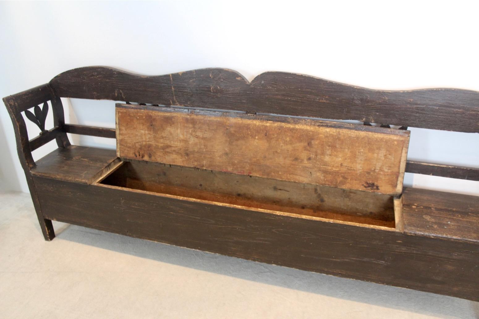Natural German Carved Country Farmhouse Bench in Oak 4