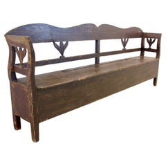 Natural German Carved Country Farmhouse Bench in Oak